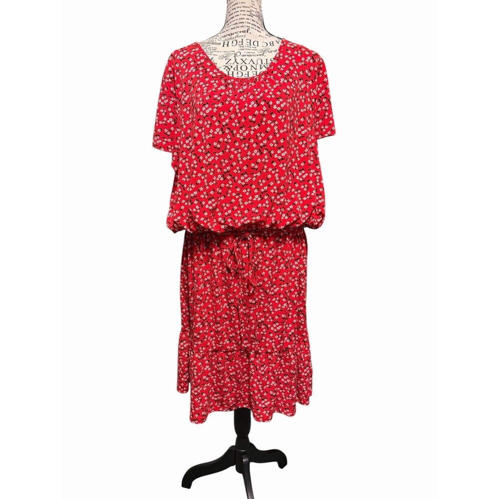 Banana Republic Chiffon Red Floral Print Dress Classic Career Professional Event